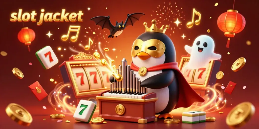Experience captivating slot jackpot thrills with playful penguin and enchanting elements in a dazzling casino scene.