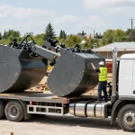 Ottawa Float Services providing trusted heavy equipment transport in Ottawa, showcasing professional float truck operations.